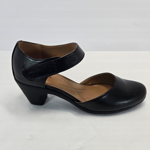 Easy Spirit Womens Black Leather Mary Jane Block Heel Shoes Size 85M - Picture 2 of 7